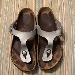 Birkenstock Gizeh, size 37, silver